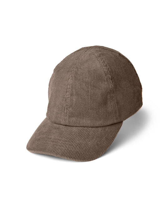 Kamma Cap in Carafe, a brown velvet children's cap, side view