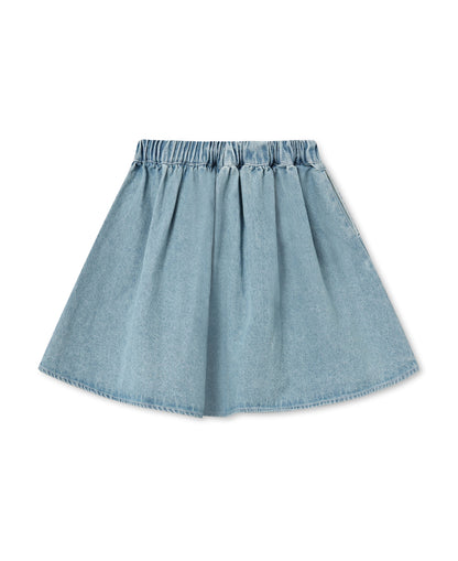 Don Denim Skirt in Light Denim Blue, back view