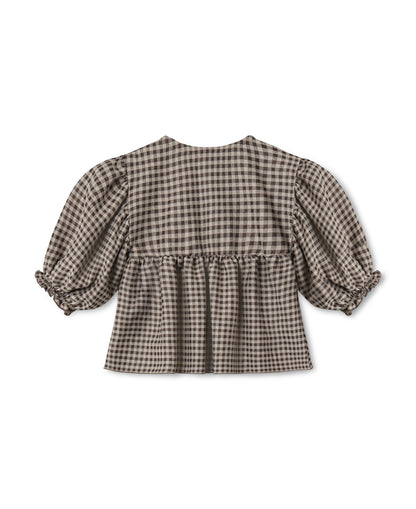 Ella Blouse in Sandshell / Coffee Bean, back view