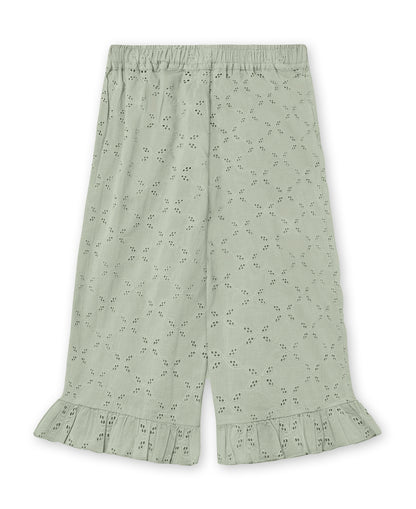 Harper Ruffle Pant in Aqua Grey, back view