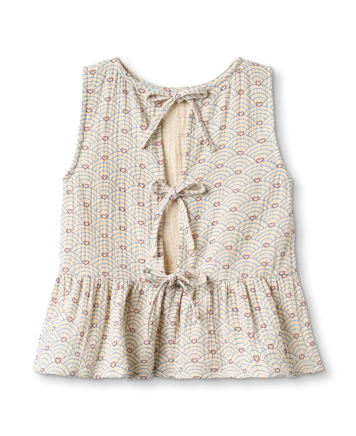 Bridget Top in Sandshell, back view with three tie bows