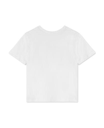 Back of the white Team Zebra t-shirt, plain, shown flat